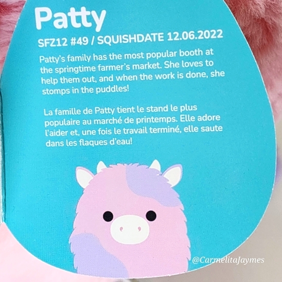 PATTY 🐮 HTF Pink & Purple Cow FuzzAMallow Original Squishmallow - Kelly Toy NWT - Picture 4 of 8